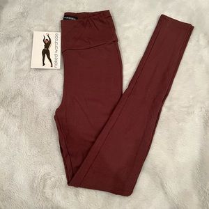 Naked Wardrobe Ribbed High Waisted Brown Leggings